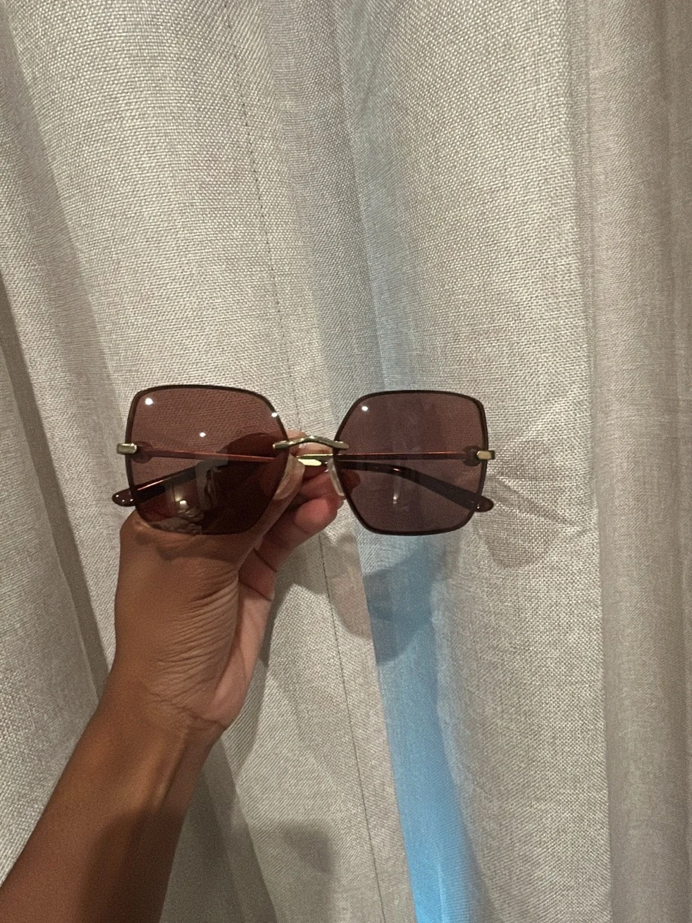Tory Burch Burgundy Square Sunglasses with Gold Trim